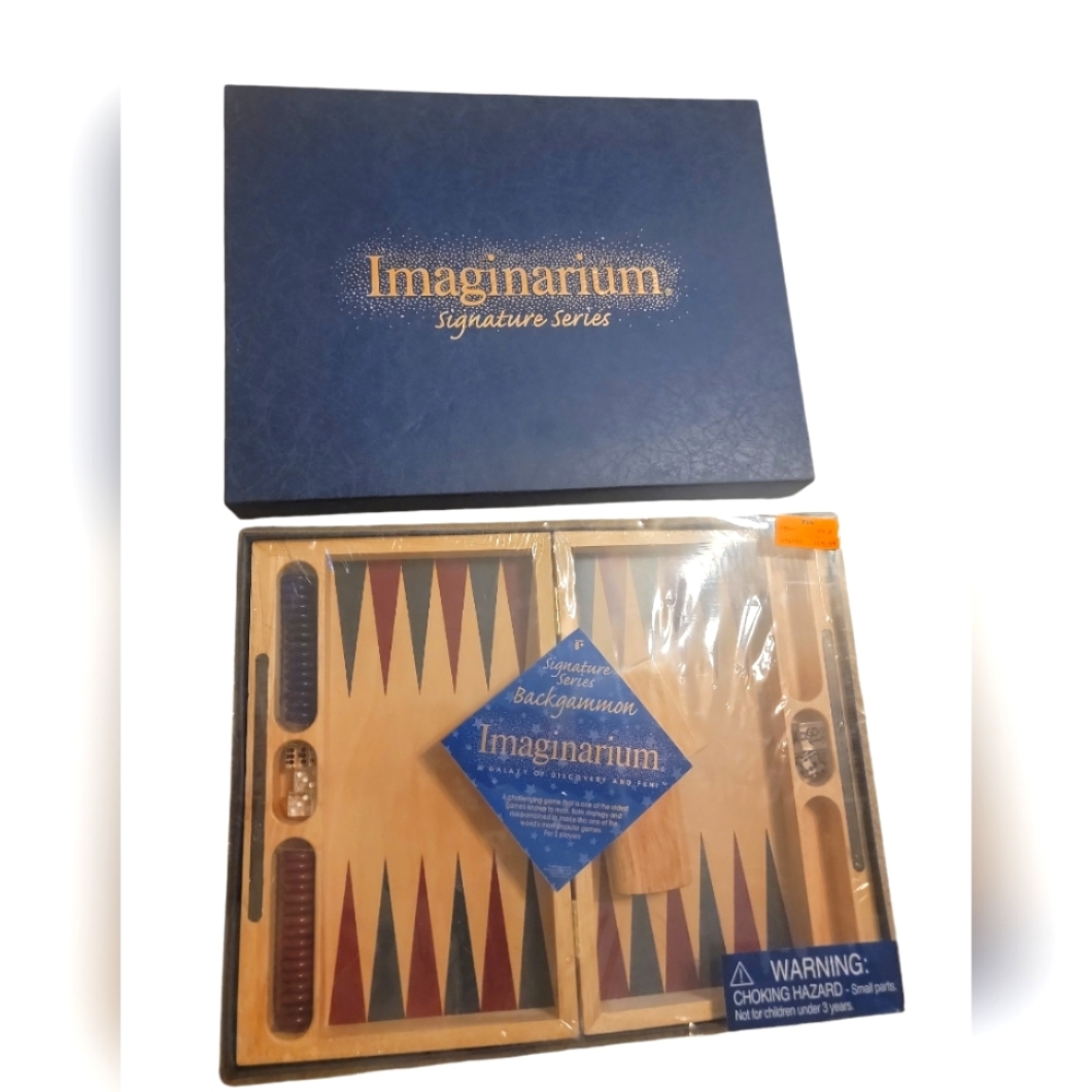 Imaginarium Signature Series Backgammon Board Game Wood Case Strategy Dice NIB